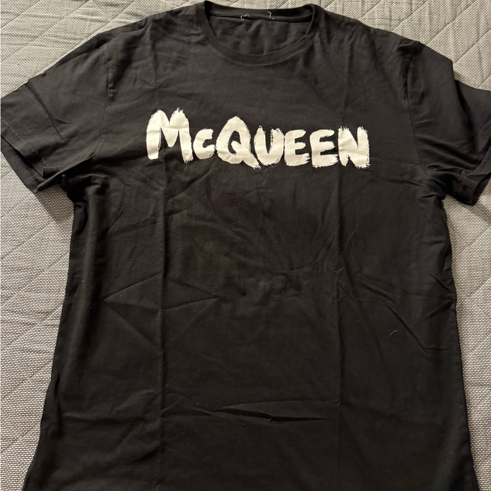 Alexander McQueen Black Tee with White Logo